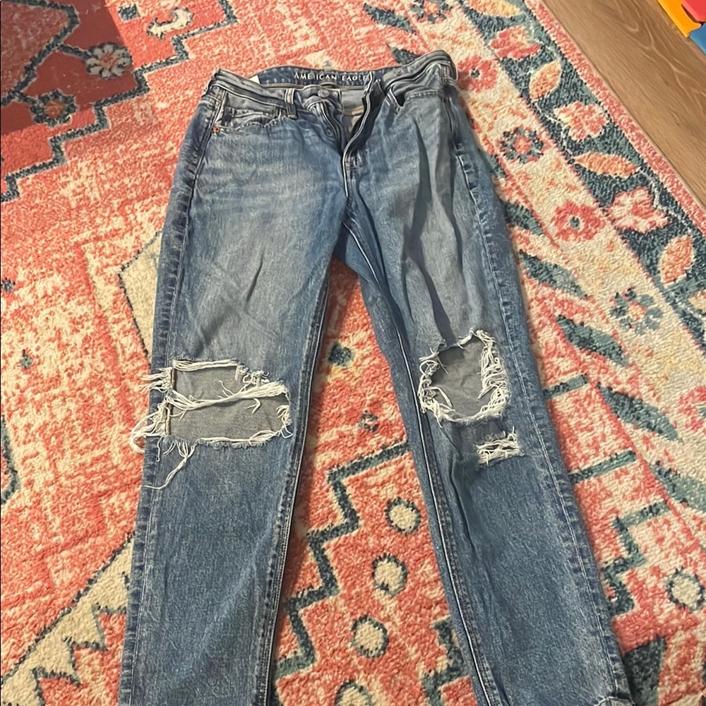 American Eagle Outfitters Blue Distressed Boyfriend Jeans